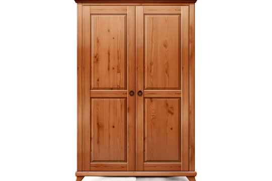 Wooden Wardrobe Isolated on Transparent Background. AI