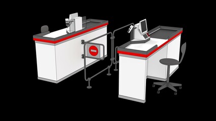 Store cash register. 3d illustration