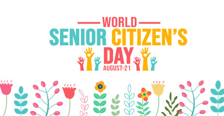 Fototapeta na wymiar World Senior Citizen’s Day background template. Holiday concept. background, banner, placard, card, and poster design template with text inscription and standard color. vector illustration.