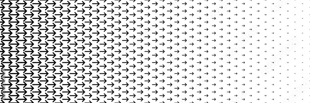 Poster horizontal black halftone of arrow design for pattern and background.