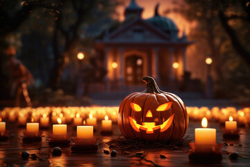 Halloween pumpkin. AI generative