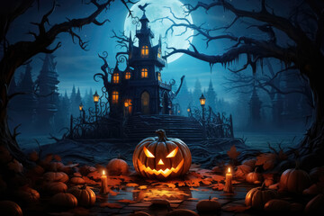 Halloween pumpkin. AI generative