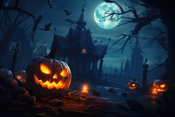 Halloween pumpkin. AI generative