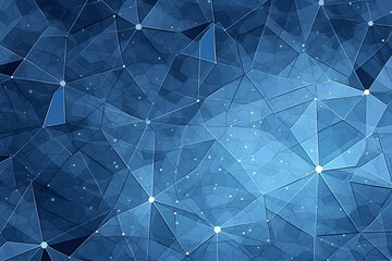 Blue abstract geometric background with interconnected triangles - obrazy, fototapety, plakaty