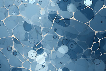 Blue abstract design with interconnected circles and lines in a layered pattern