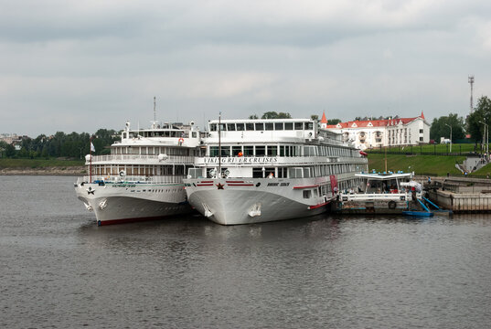 Uglich, Yaroslavl Region, Russia, August 1, 2013. Cruise ships at the pier of Uglich.
