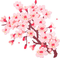pink cherry blossom branch element illustration