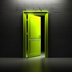 acid green and white open door minimalist 3d Generative AI