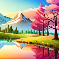 landscape with trees generated AI