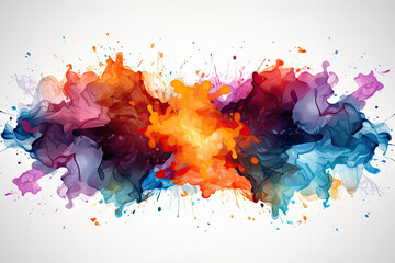 Abstract creative rainbow color background. Watercolor plashes on white background. AI generative