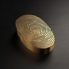 golden fingerprint icon 3d render Generative AI