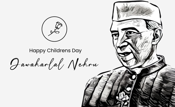 jawaharlal nehru with children's | Chacha Nehru Drawing - YouTube