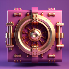space vault 3d render icon purple red golden Generative AI