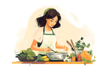 woman in the kitchen cooking meal