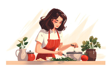 woman in the kitchen cooking meal