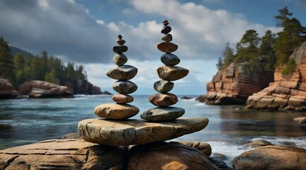 Balancing rocks on the Beach