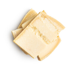 Tasty parmesan cheese isolated on white background.