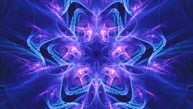 Seamless looping sacred mandala, deep mind spiritual visual awakening of intricate flowing geometric design in fluid motion. 