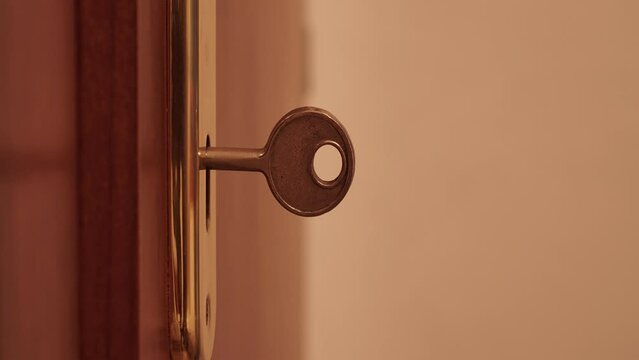 Key turns in the door lock