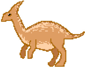 Parasaurolophus dinosaur illustration pixel