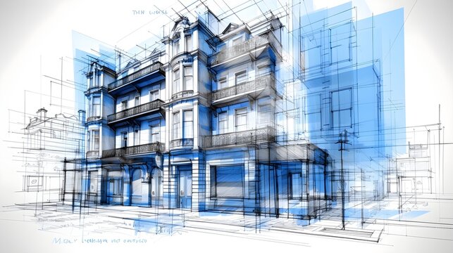 The image showcases a detailed blueprint of a exterior building design, providing a visual representation of the architectural plans and construction specifications.
