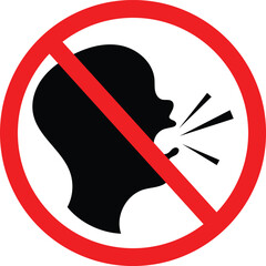No Talking, Shouting or Making Noise Restriction Icon Sign