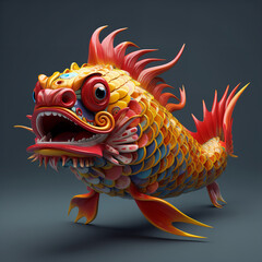 chinese dragon fish red and yellow Generative AI