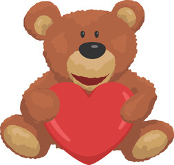 Cute Plush Teddy Bear with heart. Set love vector illustration