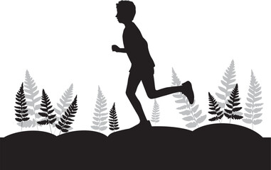 Silhouette of a running boy. - 624512305