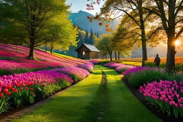 Obraz premium spring in the park Generated Ai