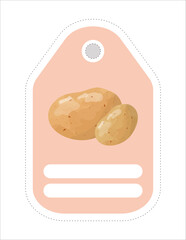Cute vegetable label. Memo, writing paper.Label with the image of potatoes