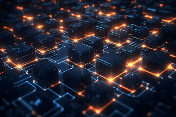 Obraz premium information technology and blockchain abstract background wallpaper with futuristic graphic design and technological elements