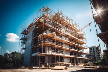 Foto op Plexiglas building under construction, industrial development, construction site engineering © Ployker