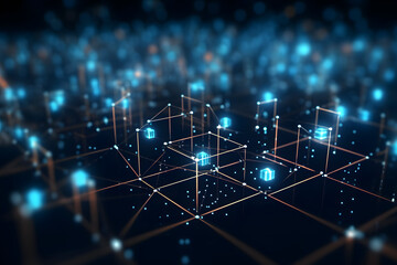 Obraz premium abstract light background with data communication technology information transfer background wallpaper in energy of realms blockchain design wallpaper