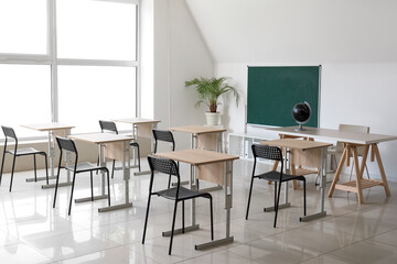 Interior of modern stylish empty classroom