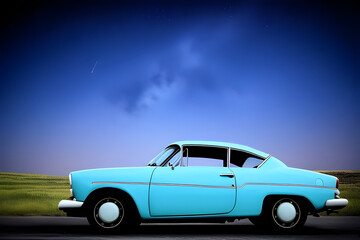 Fototapeta na wymiar car on blue background. Generative AI