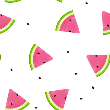 Seamless pattern of juicy watermelons on a white background