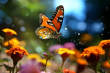 Fototapeta na wymiar A butterfly landing on a flower