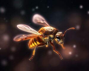 A photorealistic image of a super macro shot of Firefly (Lightning bug),  macro lens, emphasizing the detail and realism of image. Generative AI
