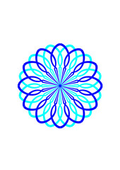 blaue rosette in form einer sternförmigen blüte mit leicht spitz auslaufenden blütenblättern