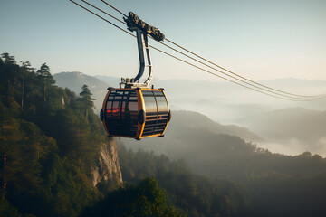 cable car hanging from a wire