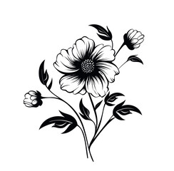 Minimal drawn floral botanical line art. Bouquets. Trendy elements of wild and garden plants, branches, leaves, flowers, herbs. Vector illustration for logo or tattoo, invitation, save the date, cardv