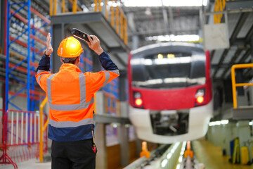 Passenger train at the railway station