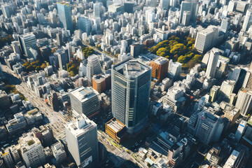 Fototapeta na wymiar Panorama of city center Tokyo from drone. Travel. Generative Ai content.