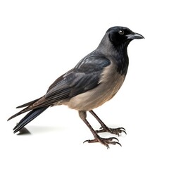Fototapeta premium Eurasian jackdaw bird isolated on white. Generative AI
