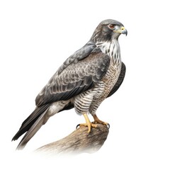 Fototapeta premium Gray hawk bird isolated on white. Generative AI