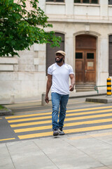 Well-built good looking african american man in a white tshirt