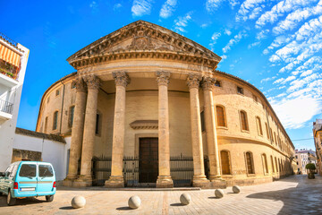 Street view of Santa Victoria church in historic centre Cordoba. Andalusia, Spain