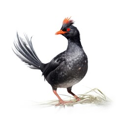 Obraz premium Crested auklet bird isolated on white. Generative AI