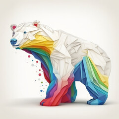 Rainbow polar bear. Generative Ai Illustration